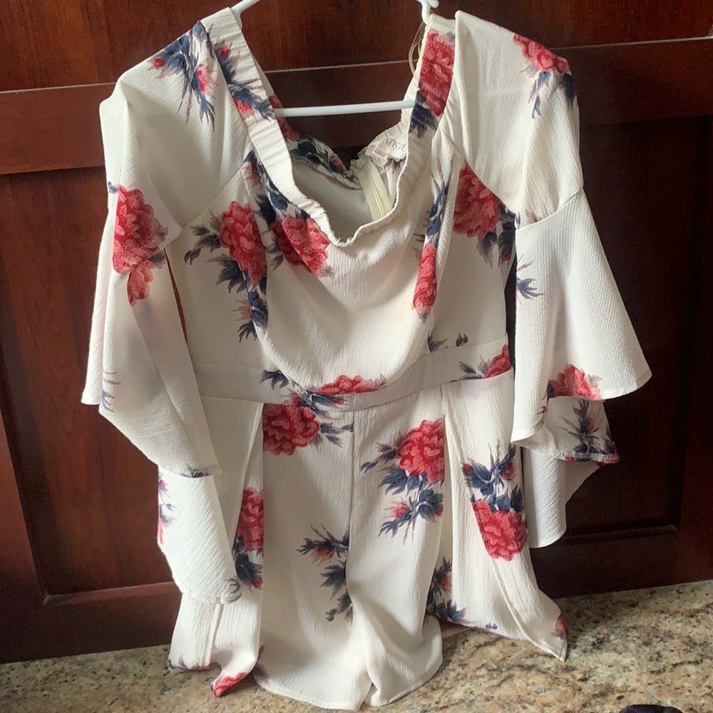 Floral off the shoulder romper